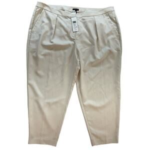 Eileen Fisher High Rise Ankle Pants Pleated Front in Bone | Size 22W NWT